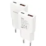 Nanocable Cargador de Pared 25W con USB-C PD y USB-A QC - Blanco
